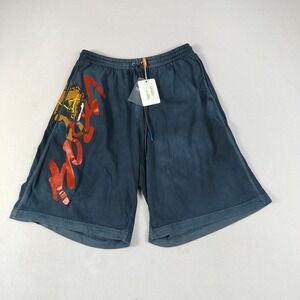 Bossi Shorts Men Medium Black Cowboy Graphic Elastic Waist Drawstring Streetwear